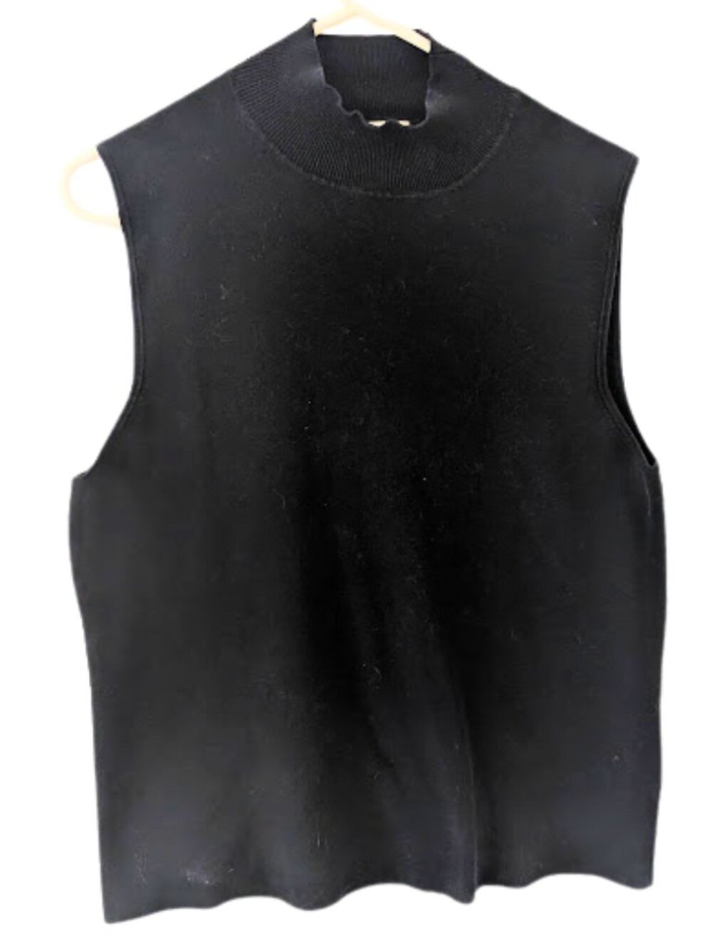 Chico's Travelers Silk Blend Mock Neck Sleeveless Sweater Tank Size 3 Black